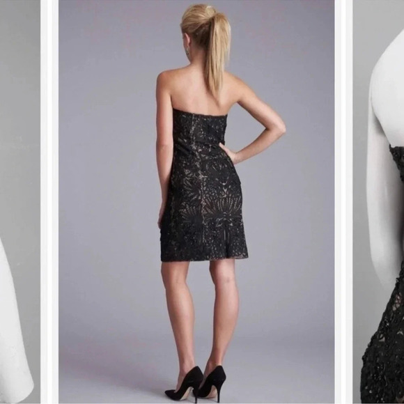 Sue Wong black strapless embellished lace cocktail dress Size 4 - Picture 2 of 11